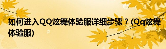 如何進(jìn)入QQ炫舞體驗(yàn)服詳細(xì)步驟？(Qq炫舞體驗(yàn)服)