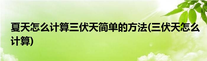 夏天怎么計算三伏天簡單的方法(三伏天怎么計算)