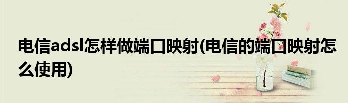 電信adsl怎樣做端口映射(電信的端口映射怎么使用)