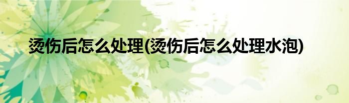 燙傷后怎么處理(燙傷后怎么處理水泡)