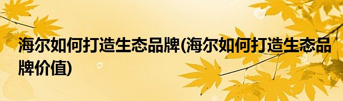 海爾如何打造生態(tài)品牌(海爾如何打造生態(tài)品牌價值)