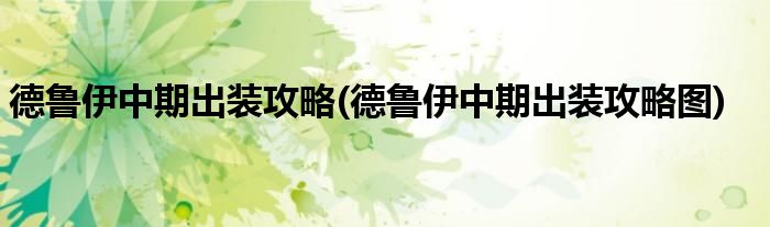 德魯伊中期出裝攻略(德魯伊中期出裝攻略圖)