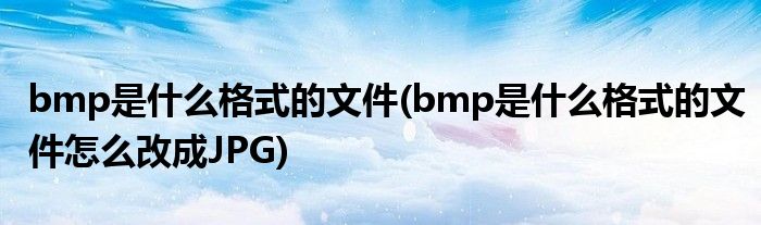 bmp是什么格式的文件(bmp是什么格式的文件怎么改成JPG)