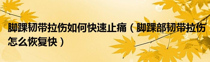 腳踝韌帶拉傷如何快速止痛（腳踝部韌帶拉傷怎么恢復(fù)快）