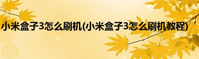 小米盒子3怎么刷機(小米盒子3怎么刷機教程)