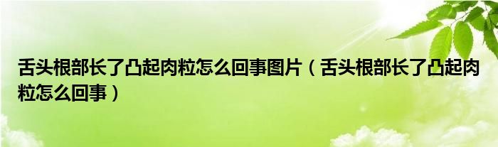舌頭根部長了凸起肉粒怎么回事圖片（舌頭根部長了凸起肉粒怎么回事）