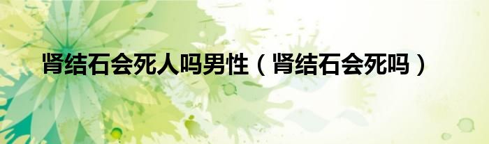 腎結石會死人嗎男性（腎結石會死嗎）