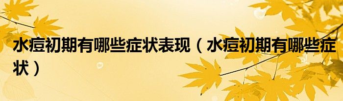 水痘初期有哪些癥狀表現(xiàn)(水痘初期有哪些癥狀)