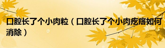 口腔長了個小肉粒（口腔長了個小肉疙瘩如何消除）