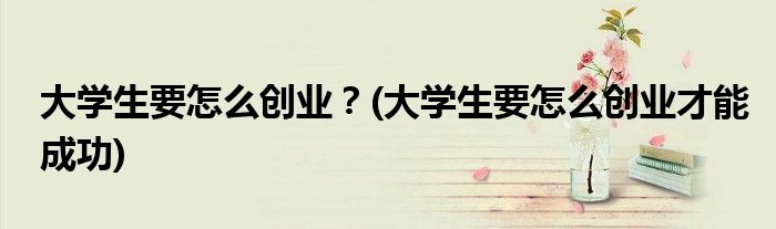 大學(xué)生要怎么創(chuàng)業(yè)？(大學(xué)生要怎么創(chuàng)業(yè)才能成功)