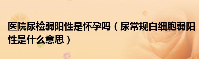 醫(yī)院尿檢弱陽(yáng)性是懷孕嗎（尿常規(guī)白細(xì)胞弱陽(yáng)性是什么意思）
