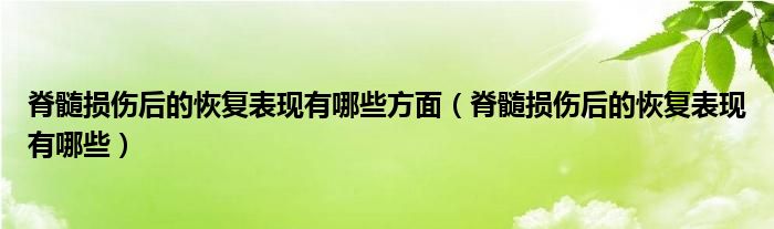 脊髓損傷后的恢復(fù)表現(xiàn)有哪些方面（脊髓損傷后的恢復(fù)表現(xiàn)有哪些）
