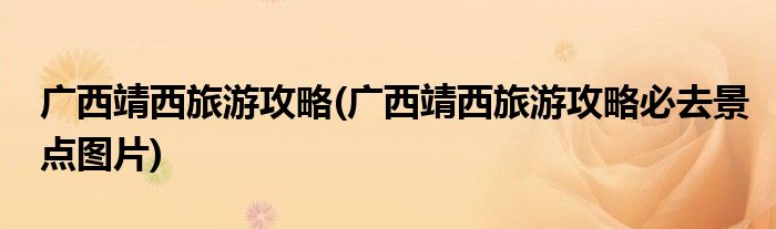 廣西靖西旅游攻略(廣西靖西旅游攻略必去景點圖片)