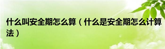 什么叫安全期怎么算（什么是安全期怎么計算法）
