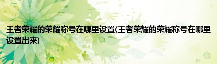 王者榮耀的榮耀稱號在哪里設置(王者榮耀的榮耀稱號在哪里設置出來)