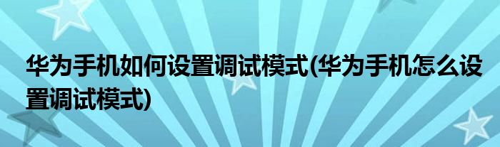華為手機(jī)如何設(shè)置調(diào)試模式(華為手機(jī)怎么設(shè)置調(diào)試模式)