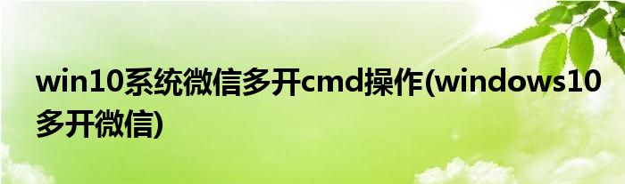 win10系統(tǒng)微信多開cmd操作(windows10多開微信)