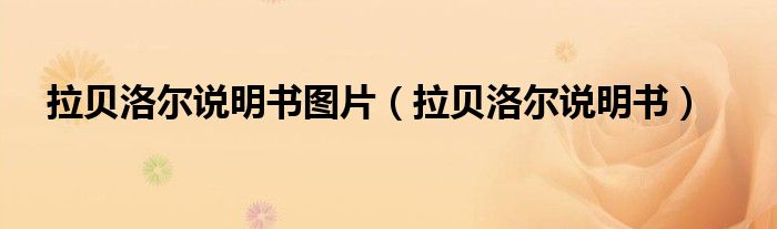 拉貝洛爾說(shuō)明書(shū)圖片（拉貝洛爾說(shuō)明書(shū)）