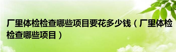 廠里體檢檢查哪些項(xiàng)目要花多少錢（廠里體檢檢查哪些項(xiàng)目）