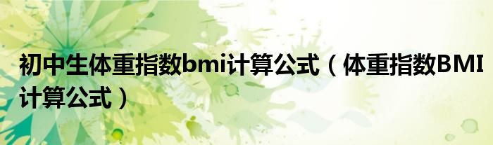 初中生體重指數(shù)bmi計(jì)算公式（體重指數(shù)BMI計(jì)算公式）