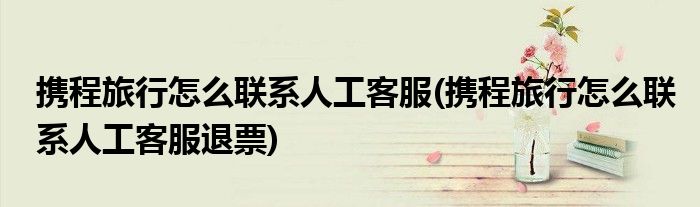 攜程旅行怎么聯(lián)系人工客服(攜程旅行怎么聯(lián)系人工客服退票)