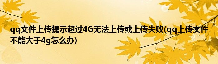 qq文件上傳提示超過4G無法上傳或上傳失敗(qq上傳文件不能大于4g怎么辦)