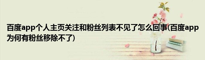百度app個(gè)人主頁(yè)關(guān)注和粉絲列表不見(jiàn)了怎么回事(百度app為何有粉絲移除不了)