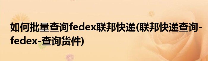 如何批量查詢fedex聯(lián)邦快遞(聯(lián)邦快遞查詢-fedex-查詢貨件)
