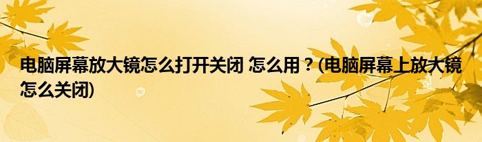 電腦屏幕放大鏡怎么打開關(guān)閉 怎么用？(電腦屏幕上放大鏡怎么關(guān)閉)
