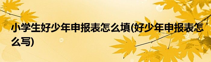 小學(xué)生好少年申報(bào)表怎么填(好少年申報(bào)表怎么寫(xiě))