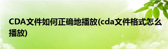 CDA文件如何正確地播放(cda文件格式怎么播放)