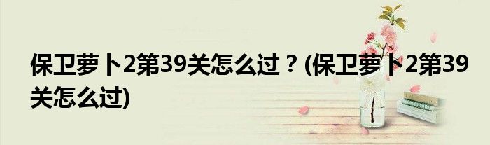 保衛(wèi)蘿卜2第39關(guān)怎么過？(保衛(wèi)蘿卜2第39關(guān)怎么過)