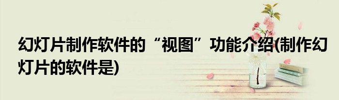 幻燈片制作軟件的“視圖”功能介紹(制作幻燈片的軟件是)