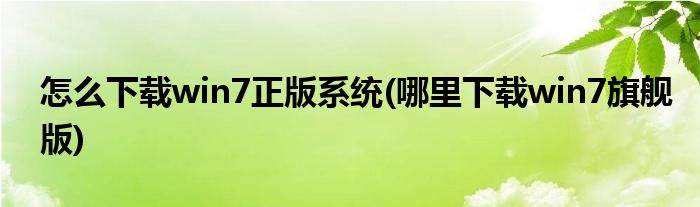 怎么下載win7正版系統(tǒng)(哪里下載win7旗艦版)