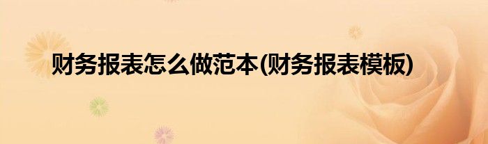 財務(wù)報表怎么做范本(財務(wù)報表模板)
