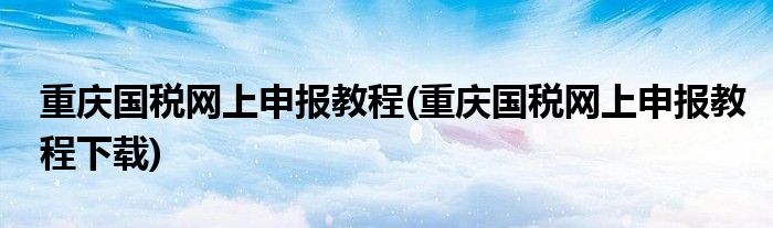 重慶國稅網(wǎng)上申報教程(重慶國稅網(wǎng)上申報教程下載)