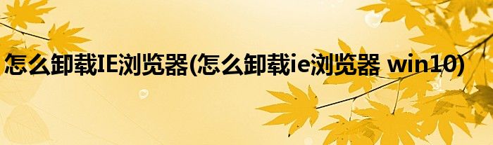 怎么卸載IE瀏覽器(怎么卸載ie瀏覽器 win10)