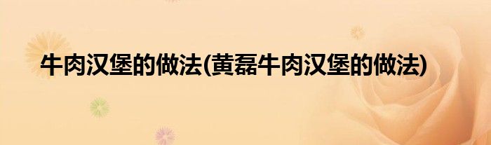 牛肉漢堡的做法(黃磊牛肉漢堡的做法)