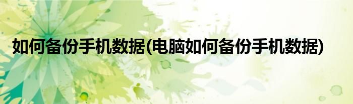 如何備份手機(jī)數(shù)據(jù)(電腦如何備份手機(jī)數(shù)據(jù))