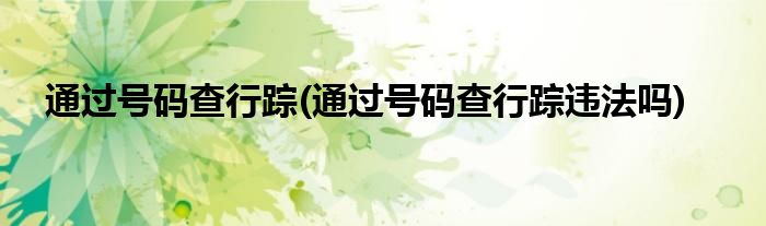 通過(guò)號(hào)碼查行蹤(通過(guò)號(hào)碼查行蹤違法嗎)