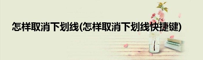 怎樣取消下劃線(怎樣取消下劃線快捷鍵)