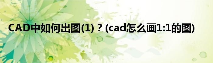 CAD中如何出圖(1)？(cad怎么畫(huà)1:1的圖)