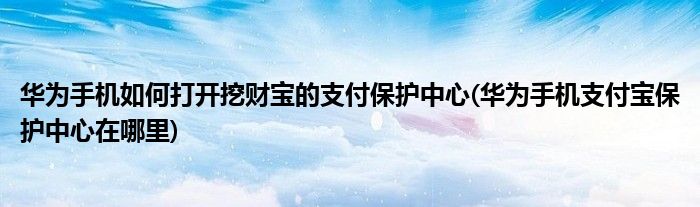 華為手機(jī)如何打開挖財(cái)寶的支付保護(hù)中心(華為手機(jī)支付寶保護(hù)中心在哪里)