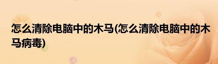 怎么清除電腦中的木馬(怎么清除電腦中的木馬病毒)