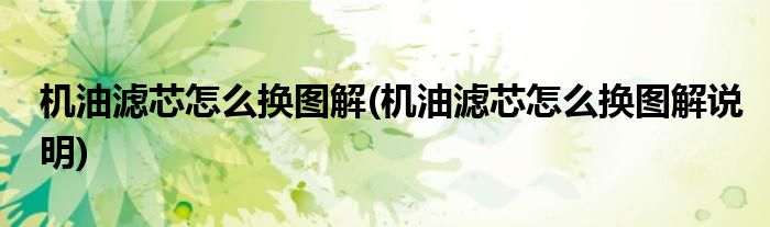機(jī)油濾芯怎么換圖解(機(jī)油濾芯怎么換圖解說明)