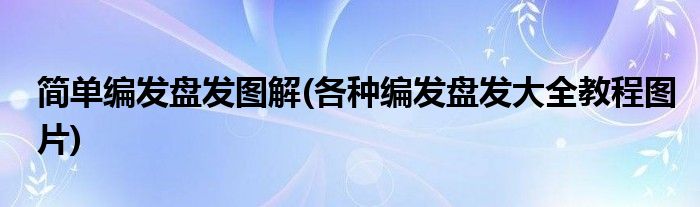 簡單編發(fā)盤發(fā)圖解(各種編發(fā)盤發(fā)大全教程圖片)