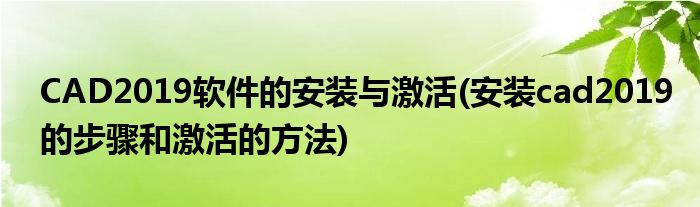 CAD2019軟件的安裝與激活(安裝cad2019的步驟和激活的方法)
