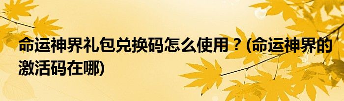 命運(yùn)神界禮包兌換碼怎么使用？(命運(yùn)神界的激活碼在哪)